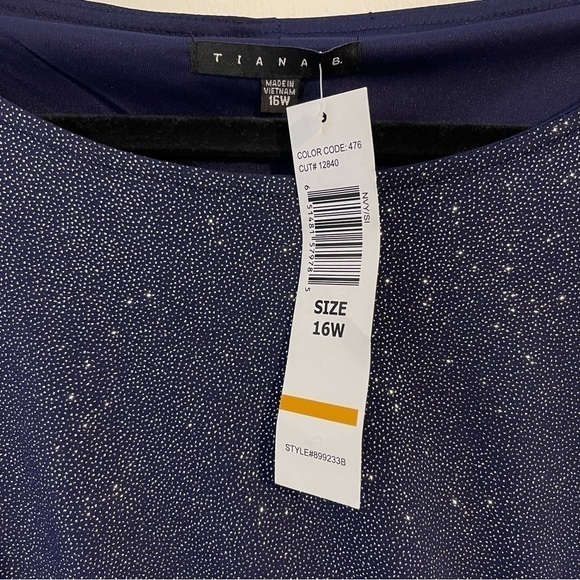 NWT Tiana B. Deep Blue Sparkle Cocktail Dress - 16W - Picture 3 of 4